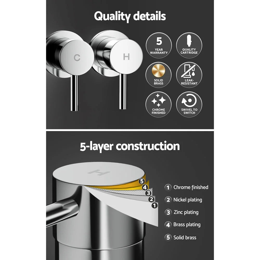 Bathroom Tap Shower Twin Faucet Basin Sink Bath Swivel