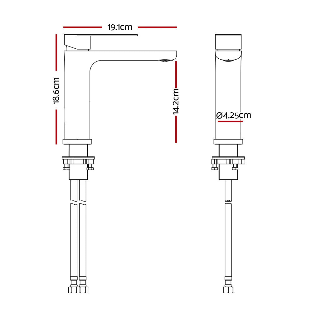 Chrome basin mixer tap with polished finish and connector fittings
