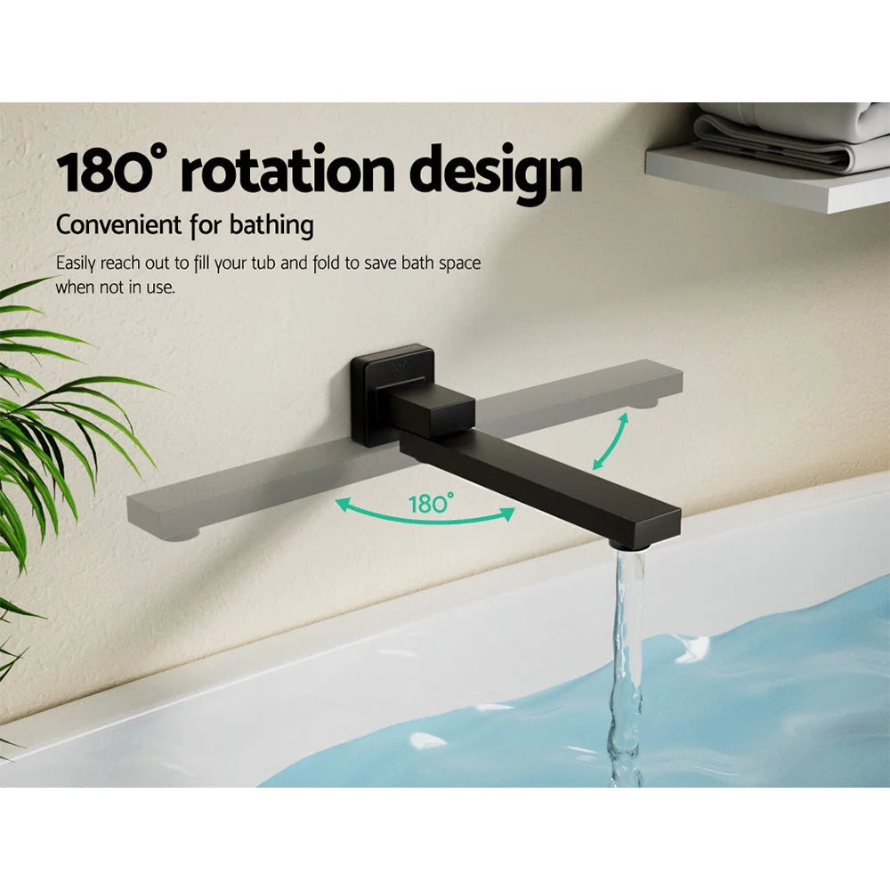 Bathroom Tap Wall Bath Spout Swivel Bathtub Shower Mixer Square Black