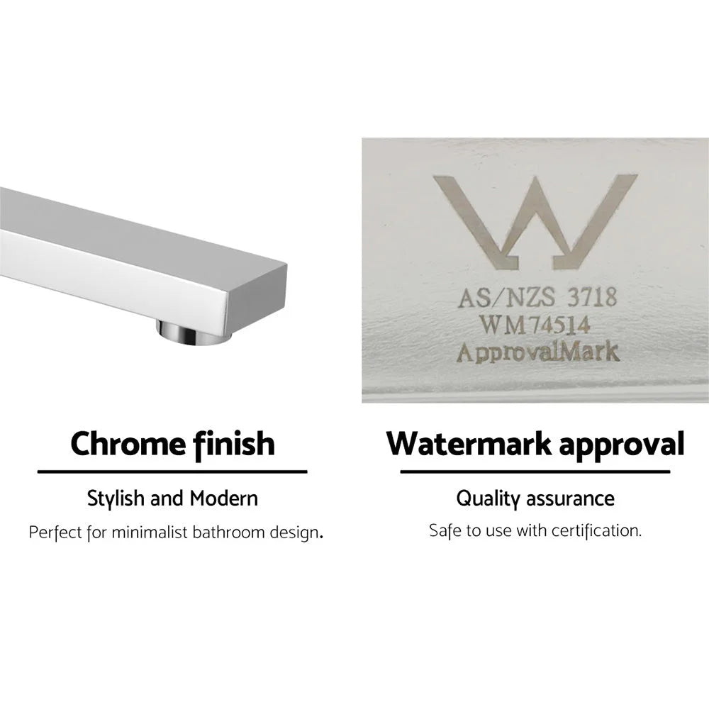 Bathroom tap wall with chrome finish and mixer controls