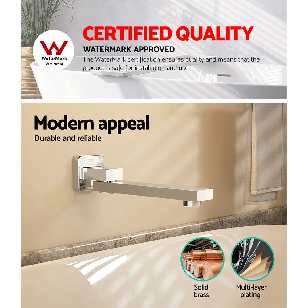 Bathroom tap wall with mixer handle and mounting hardware