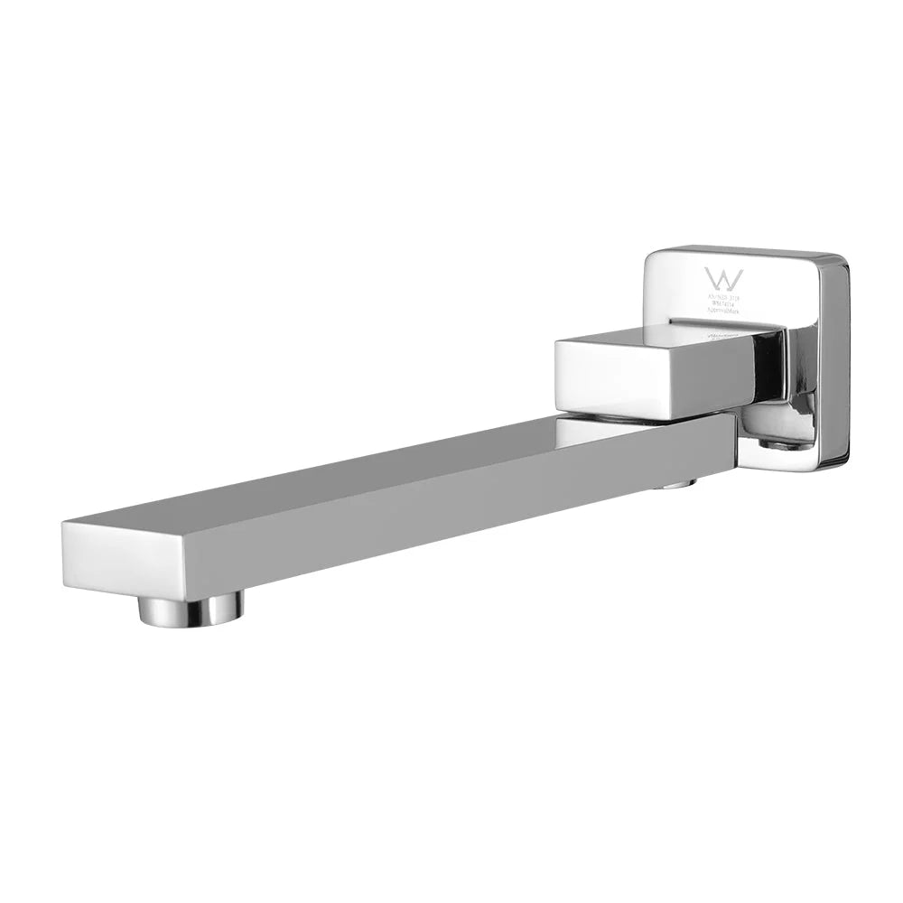 Chrome bathroom tap wall with mixer handle and mounting hardware