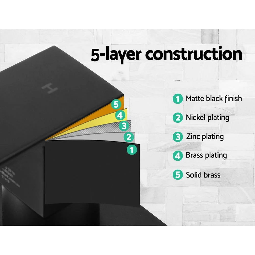 Bathroom Taps & Rain Shower Set Hot/Cold Diverter Black