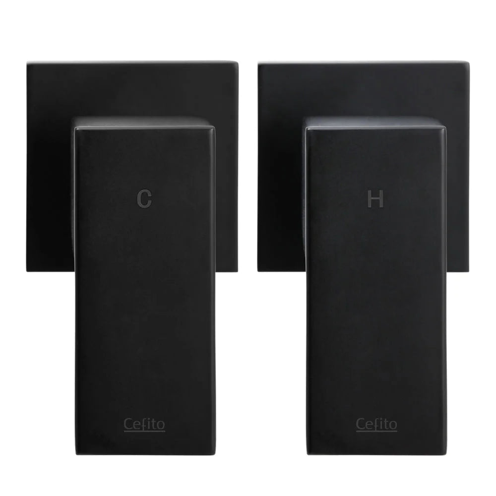 Bathroom Taps & Rain Shower Set Hot/Cold Diverter Black