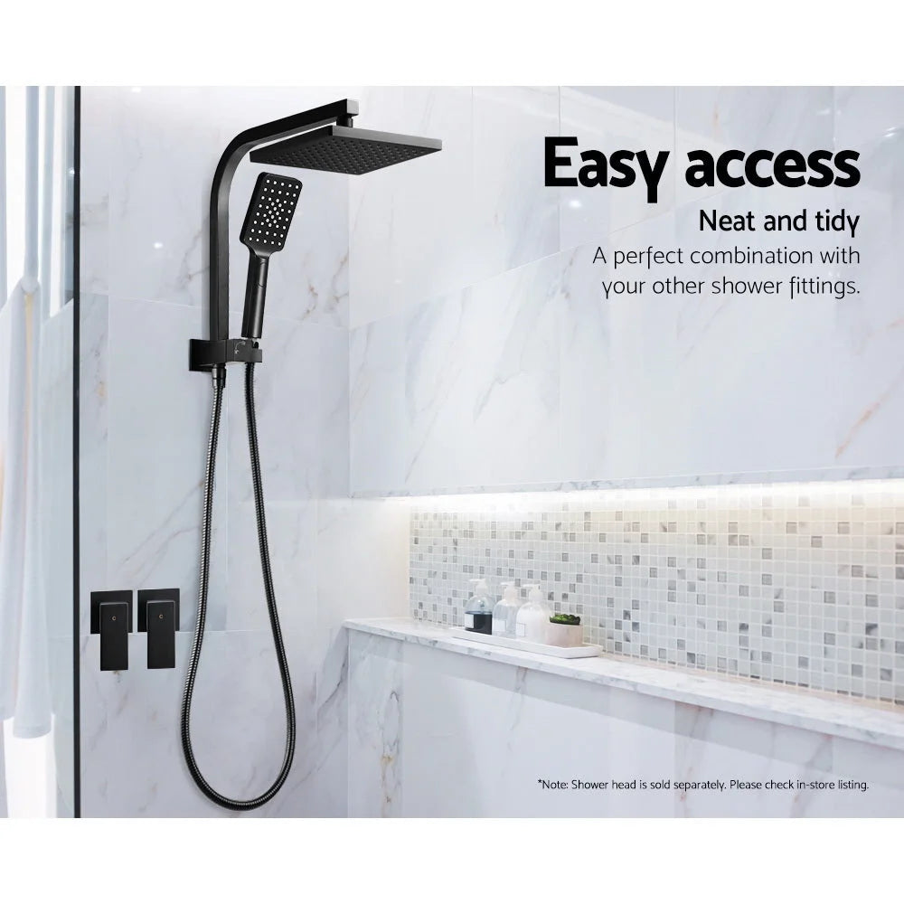 Bathroom Taps & Rain Shower Set Hot/Cold Diverter Black