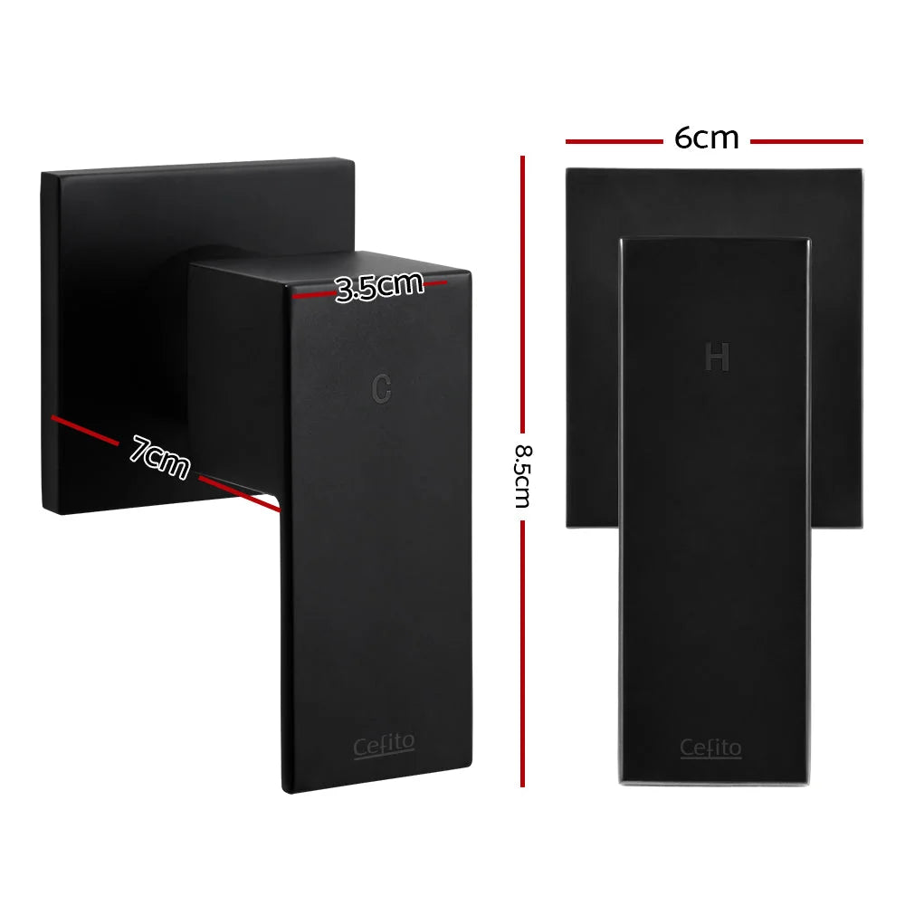 Bathroom Taps & Rain Shower Set Hot/Cold Diverter Black