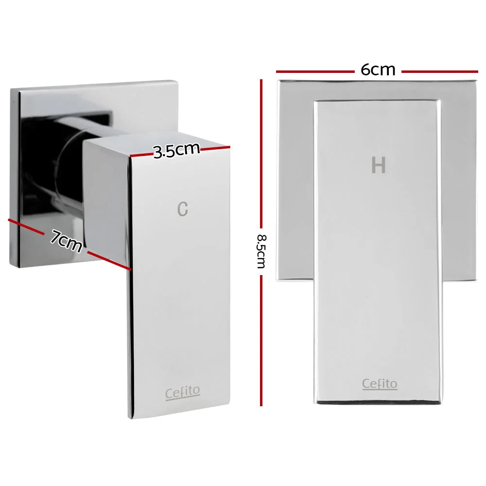 Bathroom Taps & Rain Shower Set Hot/Cold Diverter Chrome