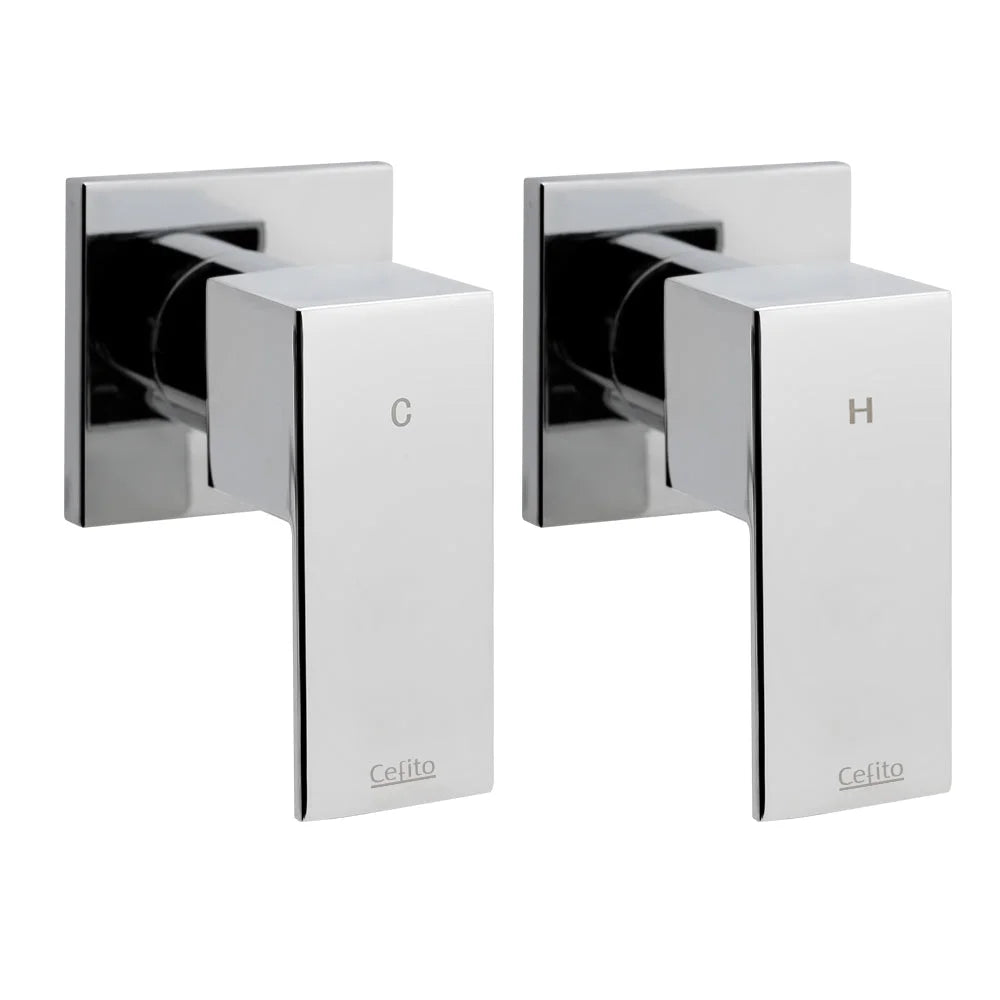 Bathroom Taps & Rain Shower Set Hot/Cold Diverter Chrome