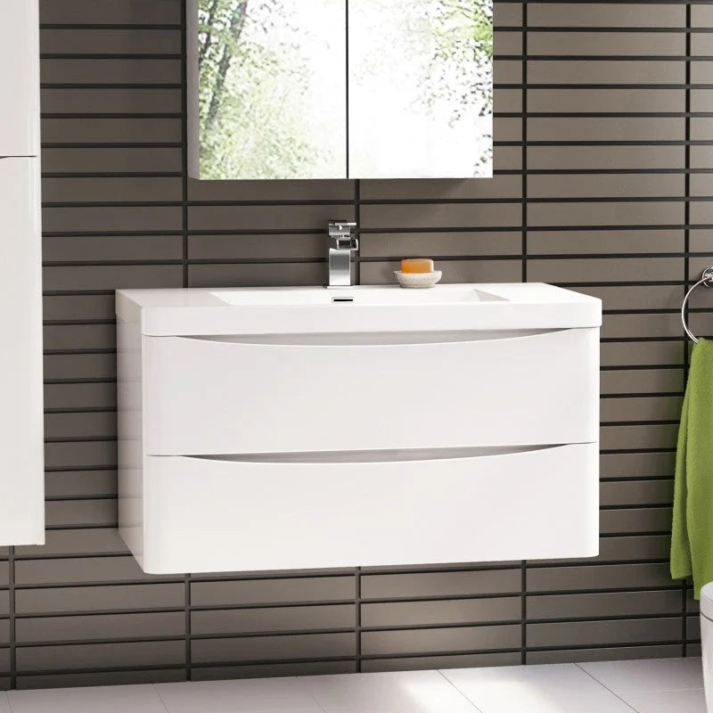Bathroom Vanity Ancona Wall Hung 1200mm Gloss White - Home