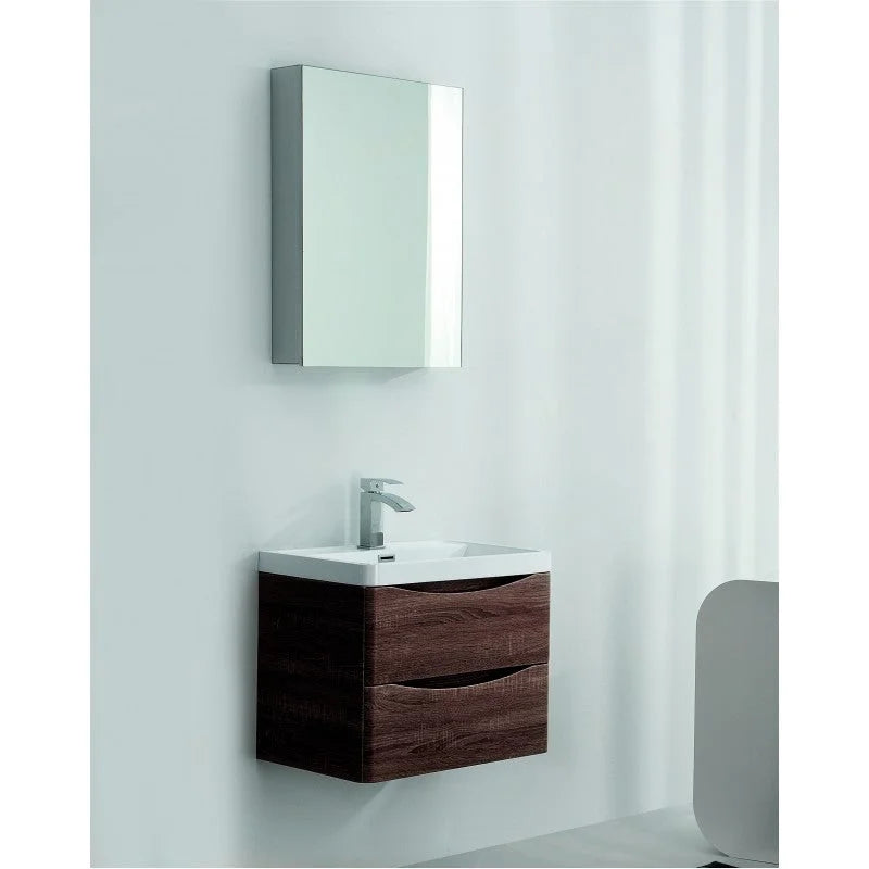 Bathroom Vanity Ancona Wall Hung 600mm Rose Wood - Home &