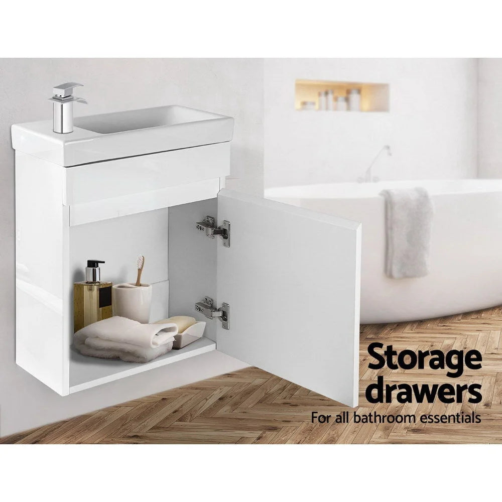 Bathroom Vanity Basin Cabinet 400 mm Wall‑Hung Ceramic