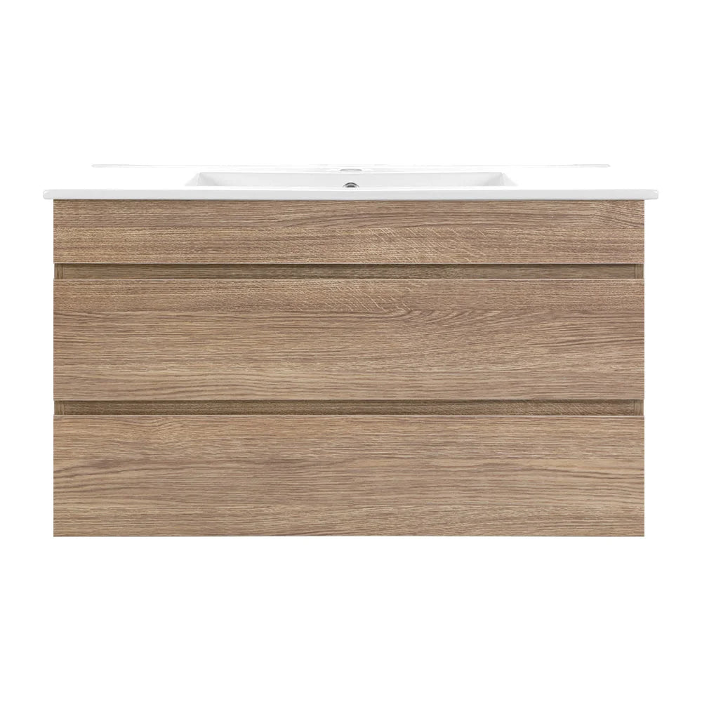 Bathroom Vanity Cabinet Unit 900mm White Oak Wall Mounted