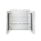 White storage cabinet with fitted handles and internal shelves