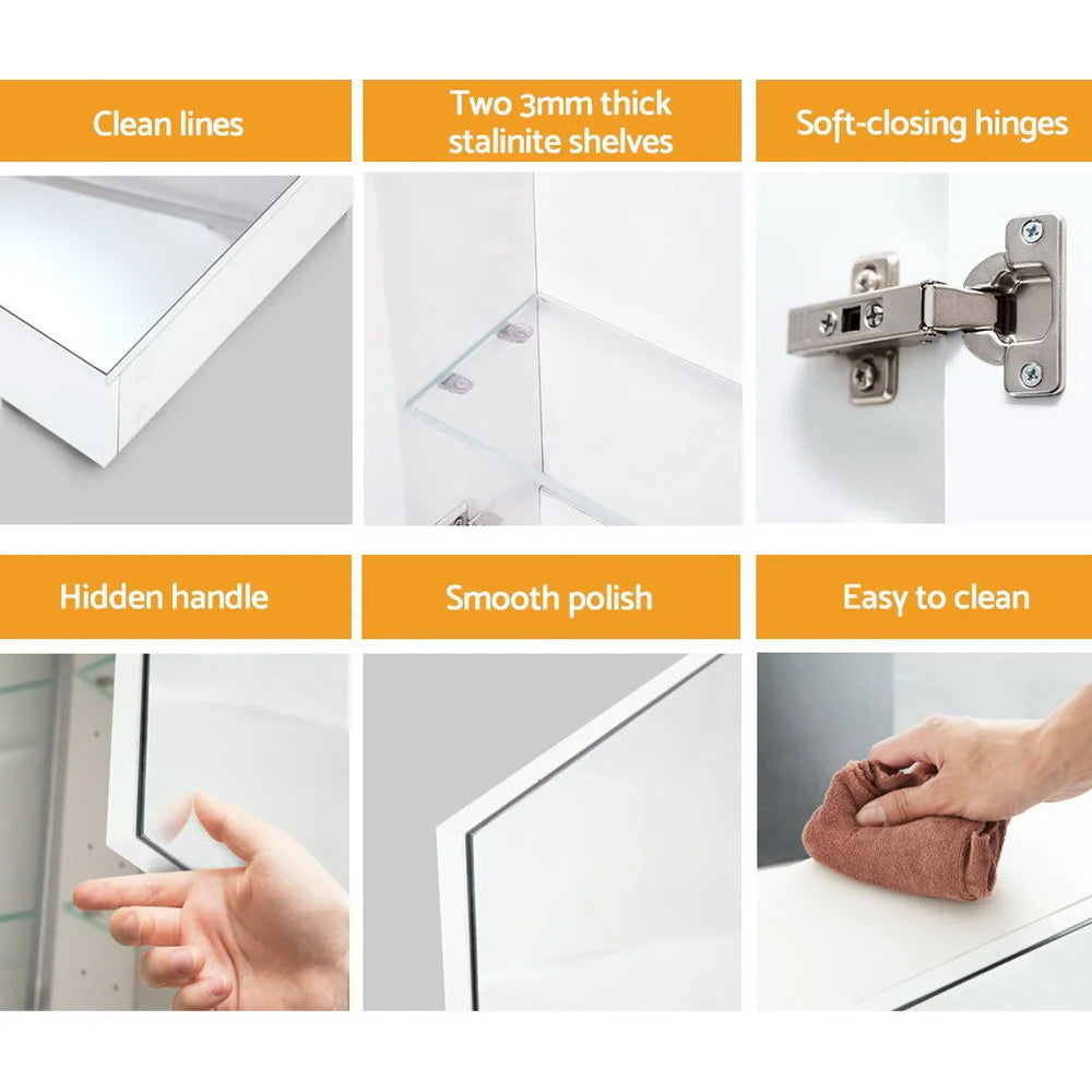 Bathroom Vanity Mirror Cabinet White - Cefito