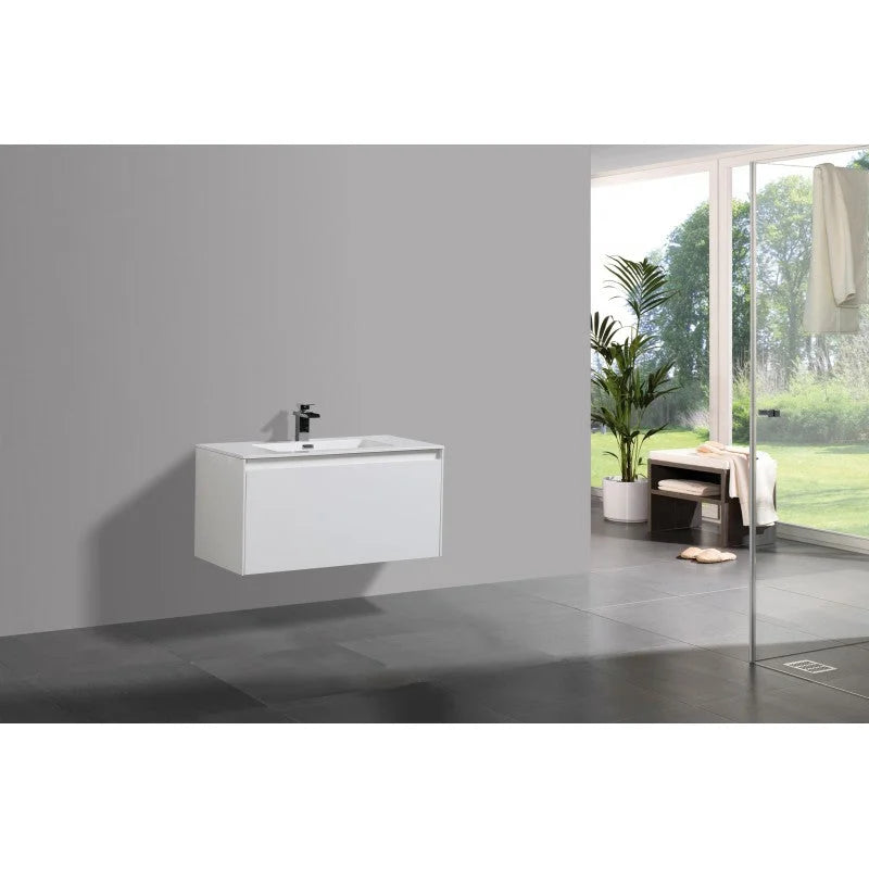 Bathroom Vanity Prado Wall Hung 1200mm Gloss White - Home &