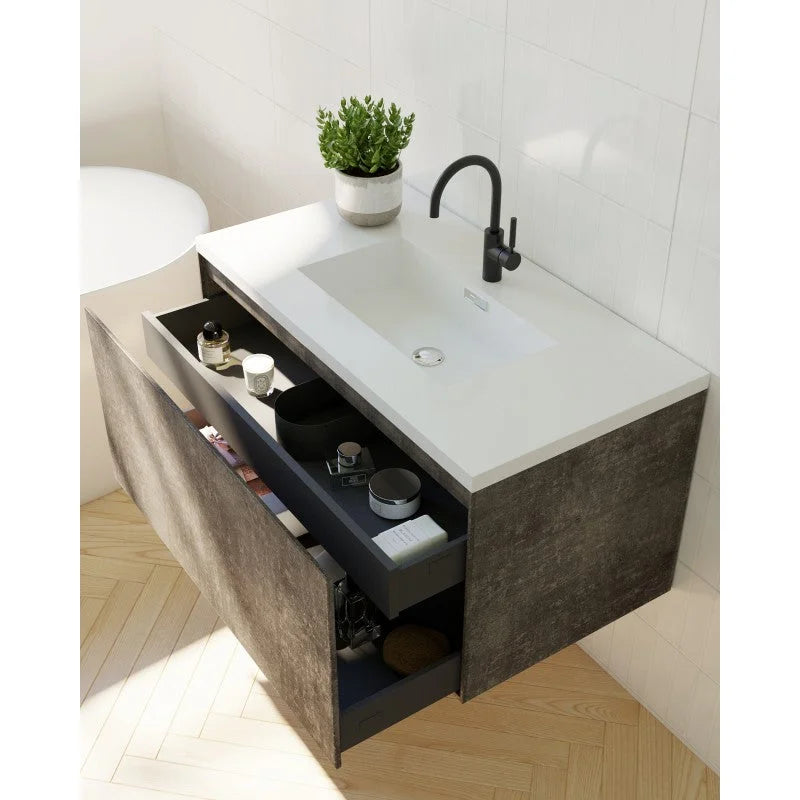 Bathroom Vanity Prado Wall Hung 750mm Maple Oak - Home &