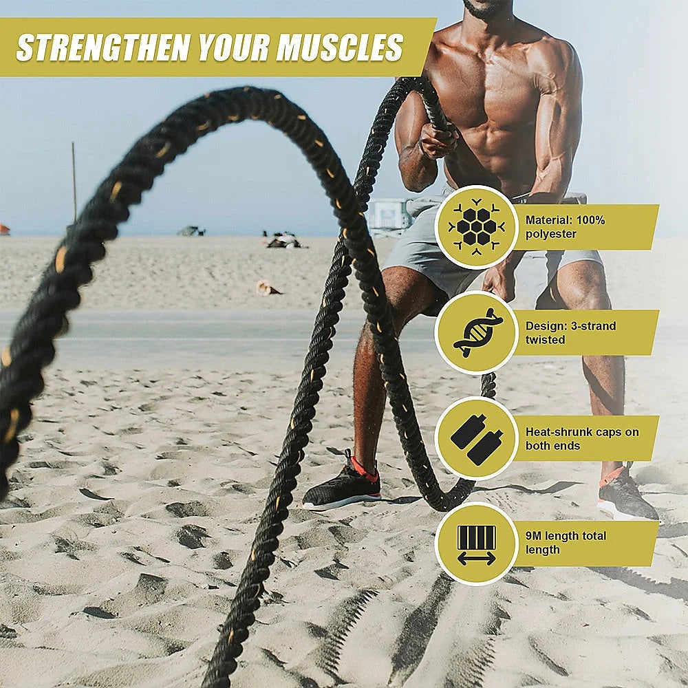 8cm battle rope dia with colour matched pieces and support fittings