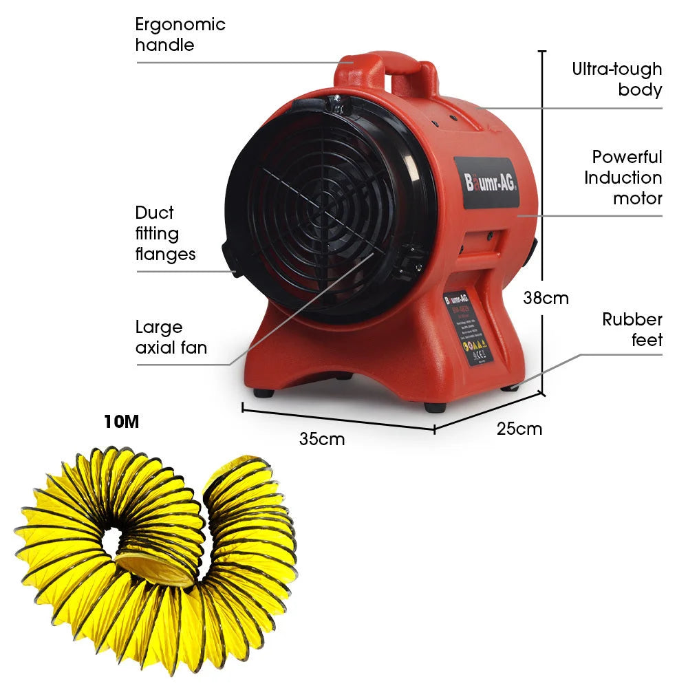 Baumr-AG 200mm (8 inch) Portable Axial Air Mover Blower Fan