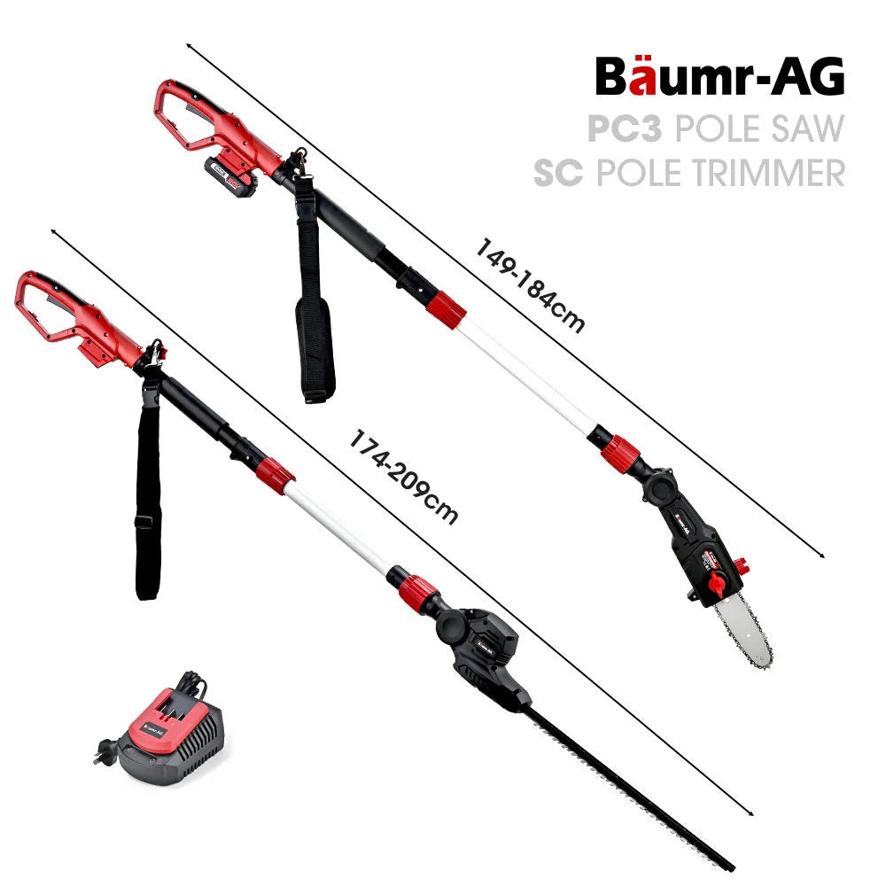 BAUMR-AG 20V SYNC Cordless Pole Saw & Hedge Trimmer Combo 8