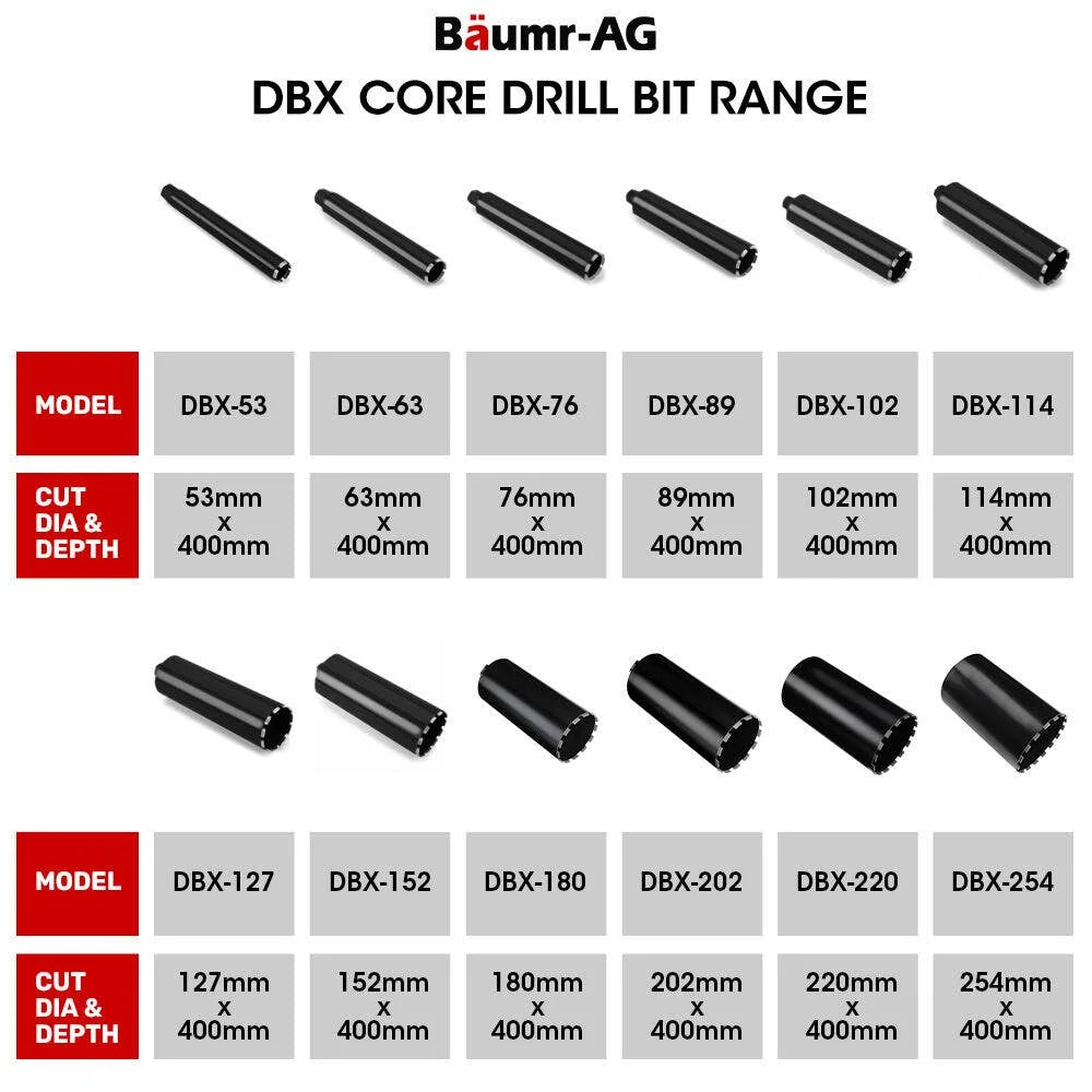 Baumr-AG 220 x 400mm Diamond Core Drill Bit DBX Series
