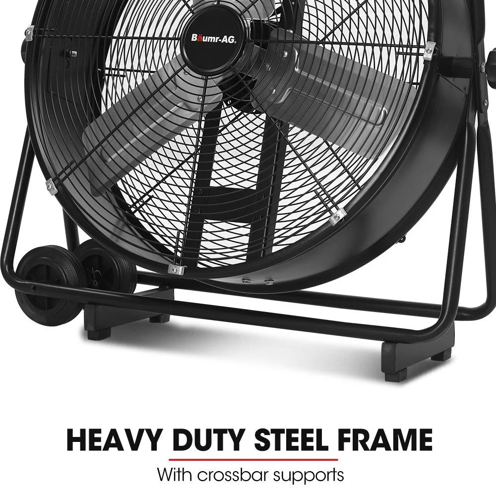 BAUMR-AG 24’’ 610mm 260W Industrial Mobile Floor Drum Fan