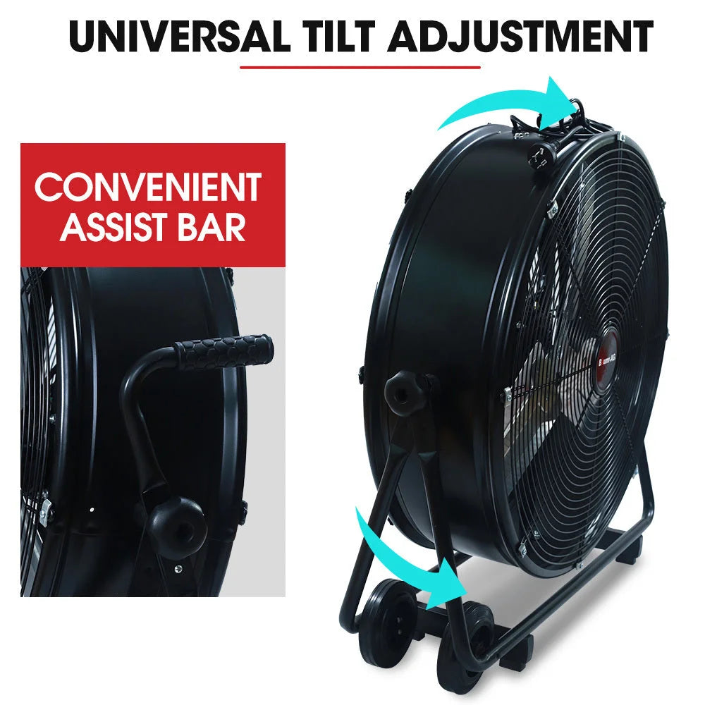 BAUMR-AG 24’’ 610mm 260W Industrial Mobile Floor Drum Fan