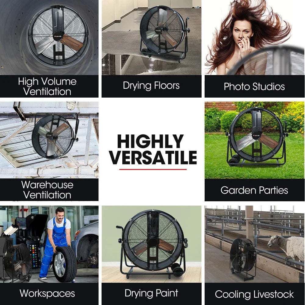 BAUMR-AG 24’’ 610mm 260W Industrial Mobile Floor Drum Fan