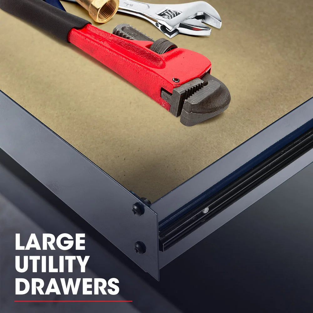 BAUMR-AG Steel Garage Workbench with LED Lights Pegboard