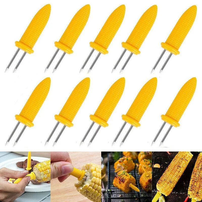 BBQ Corn Holders Set of 10 Reusable Stainless Steel Skewers