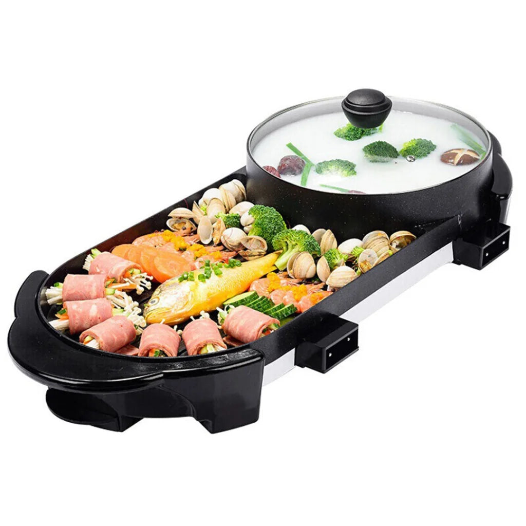 BBQ Grill Plate Set Premium 2X 2-in-1 Non-Stick Teppanyaki Steamboat Hotpot (2-8 Person)