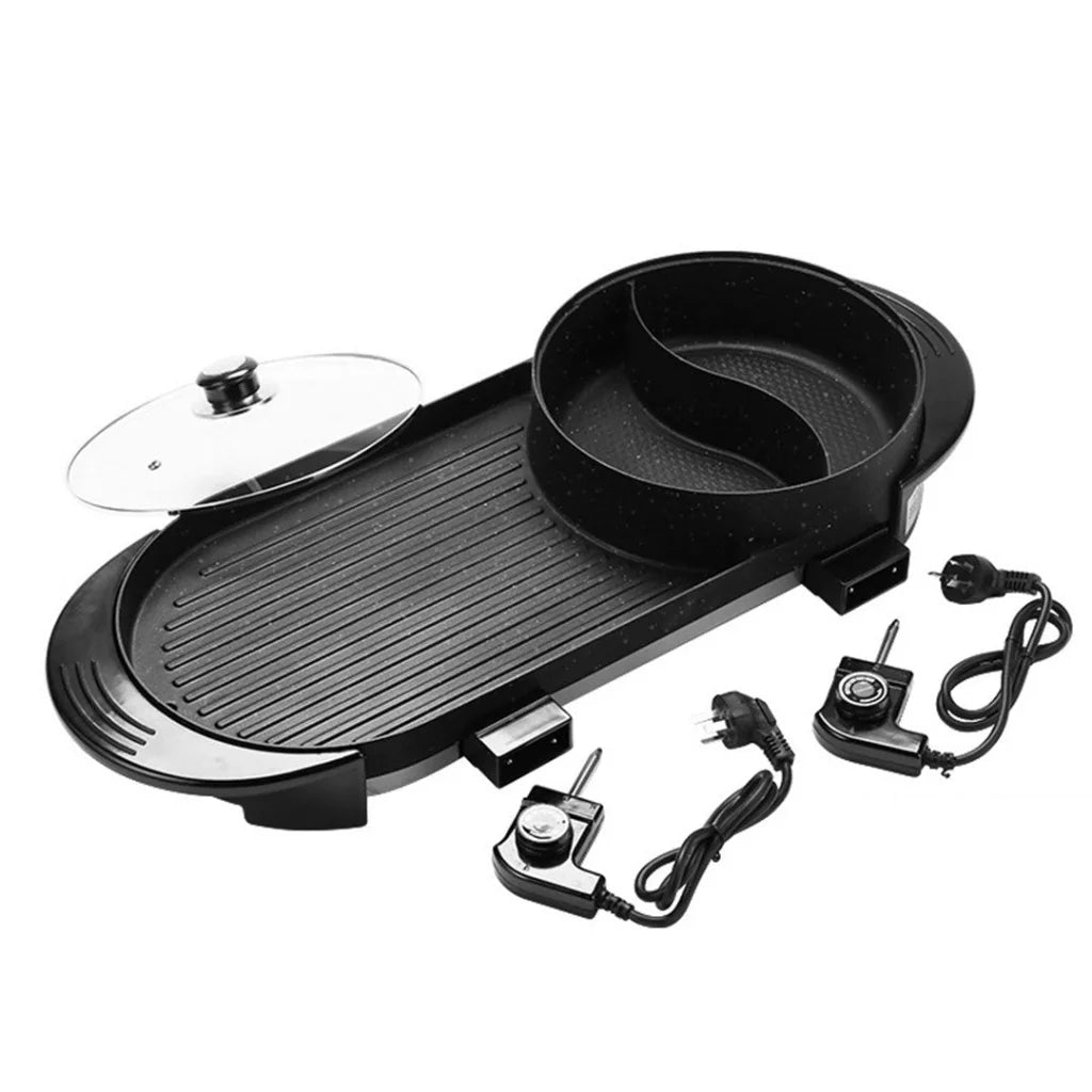 BBQ Grill Plate Set Premium 2X 2-in-1 Non-Stick Teppanyaki Steamboat Hotpot