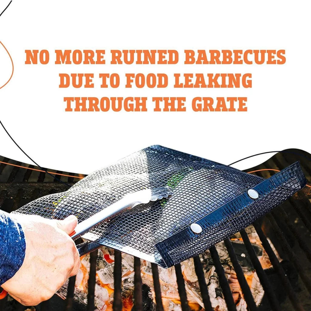 BBQ Mesh Grill Bag 27x22cm Non Stick Reusable Barbecue