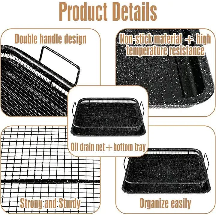 BBQ Square Non-Stick Stainless Steel Grill Basket - Gold