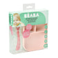 Beaba Silicone Suction Divided Plate & Spoon - Pink