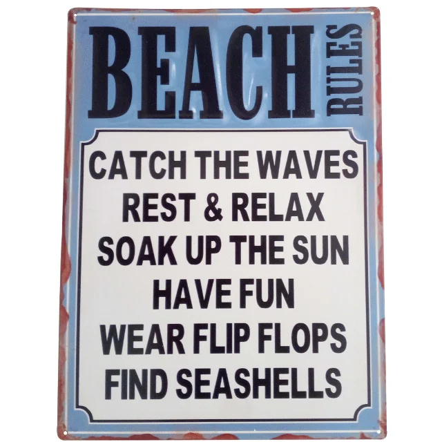Beach Rules Wall Art 35cm - Home & Garden > Wall Art > 3D