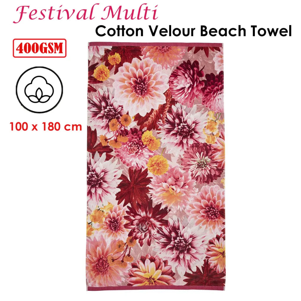 Beach Towel Bedding House Festival Multi Cotton Velour