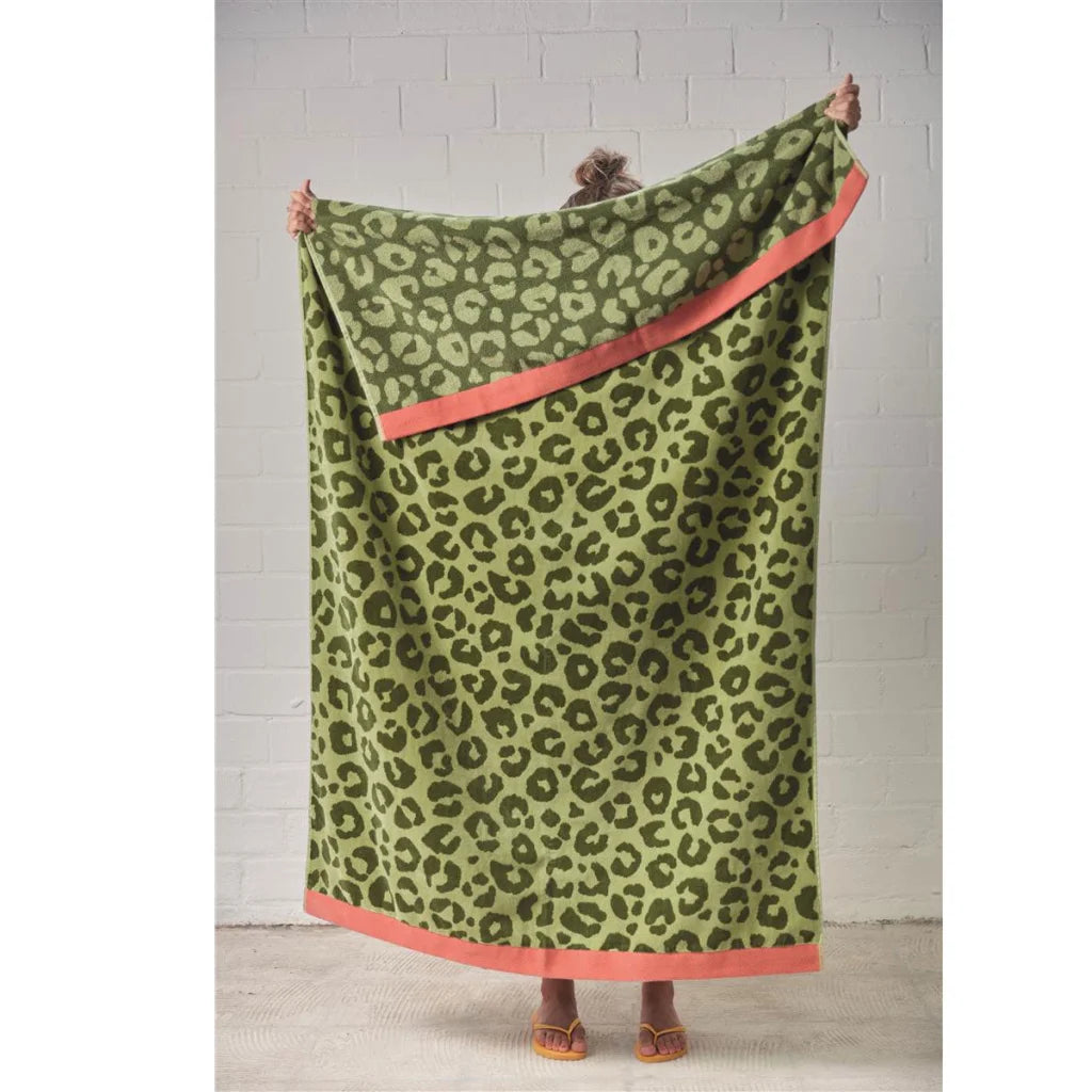 Beach Towel Bedding House Wildcat Green Cotton Velour