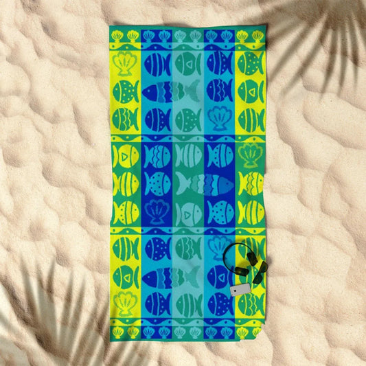 Beach Towel Rans Premium Cotton Jacquard - Fish & Shell