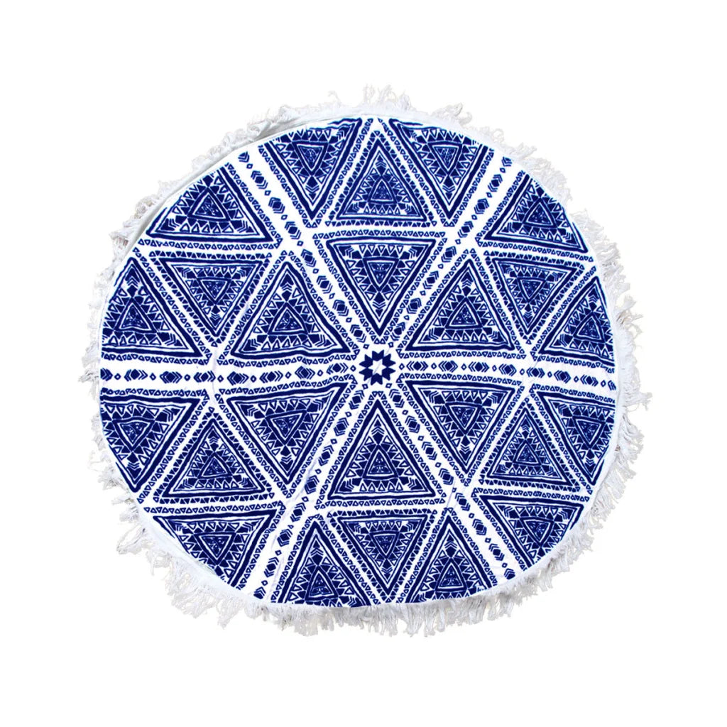 Beach Towel Zulu Triangle Blue 100% Cotton Round - Home &