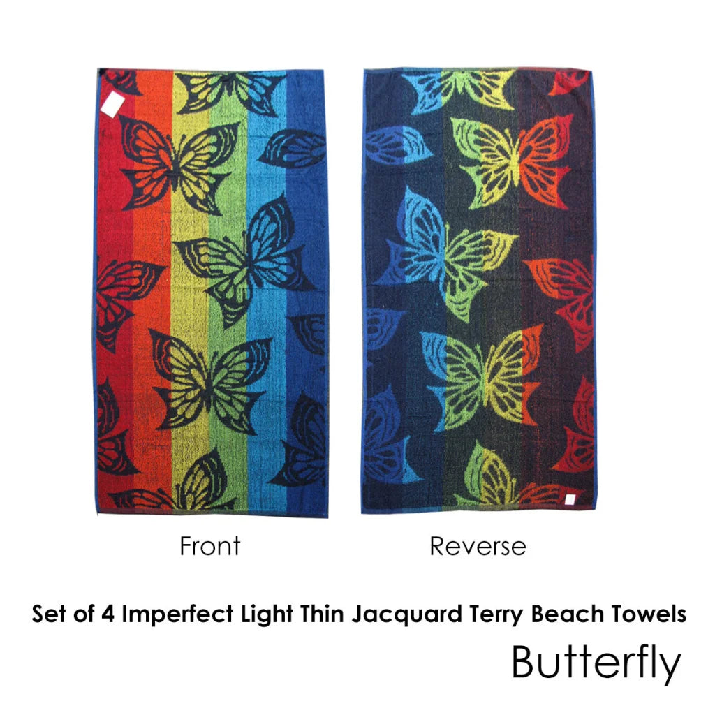 Beach Towels Set of 4 Imperfect Jacquard Terry Butterfly