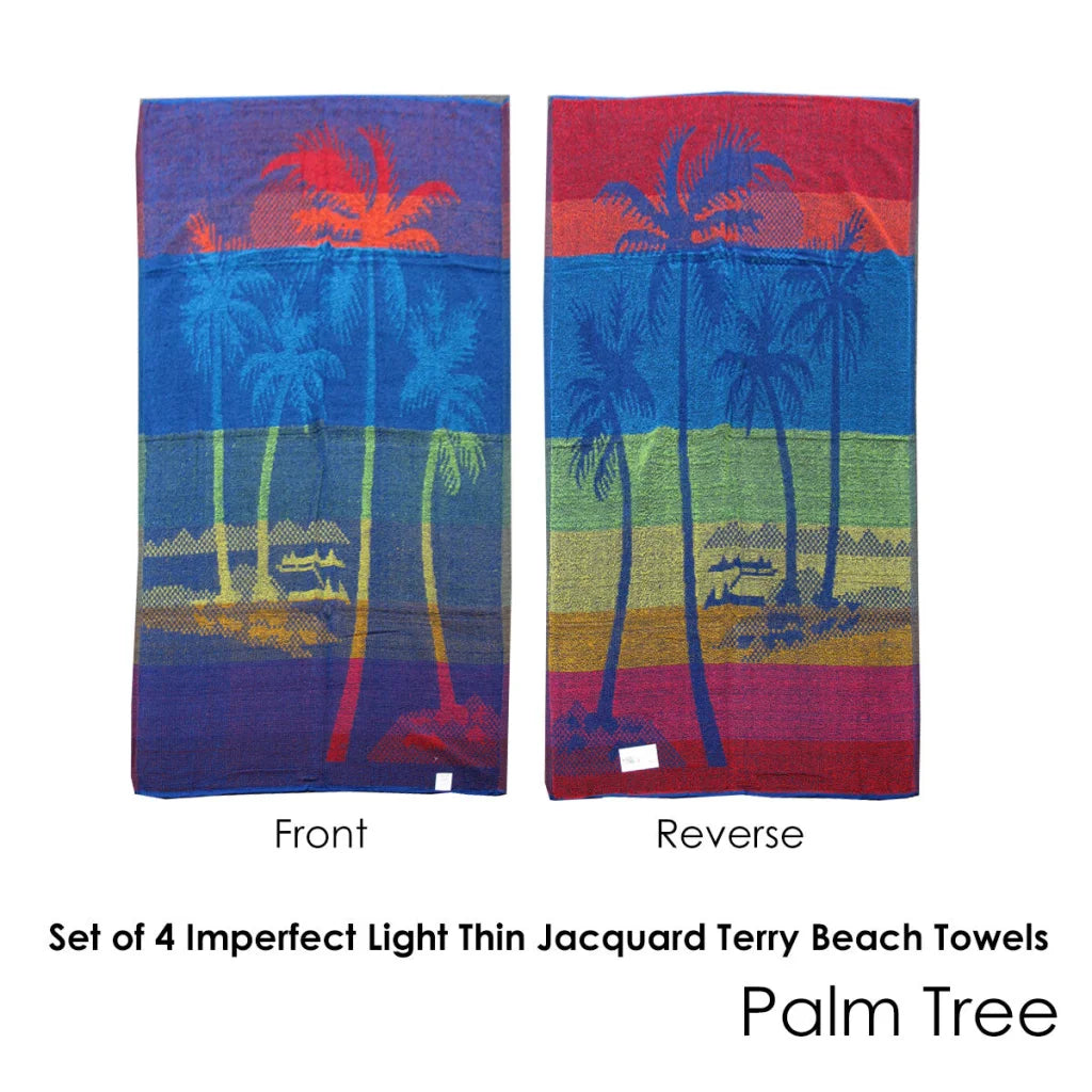 Beach Towels Set of 4 Imperfect Jacquard Terry Palm Tree