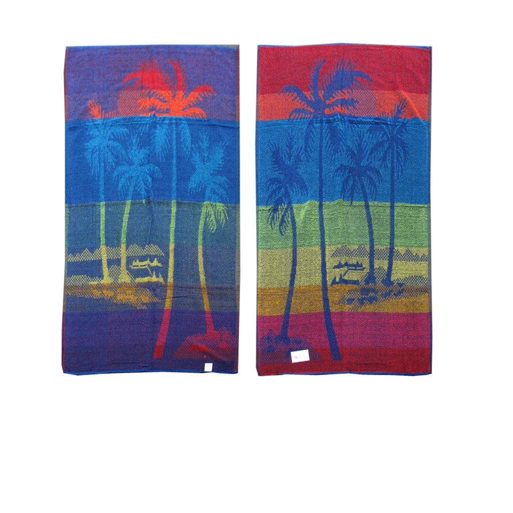 Beach Towels Set of 4 Imperfect Jacquard Terry Palm Tree