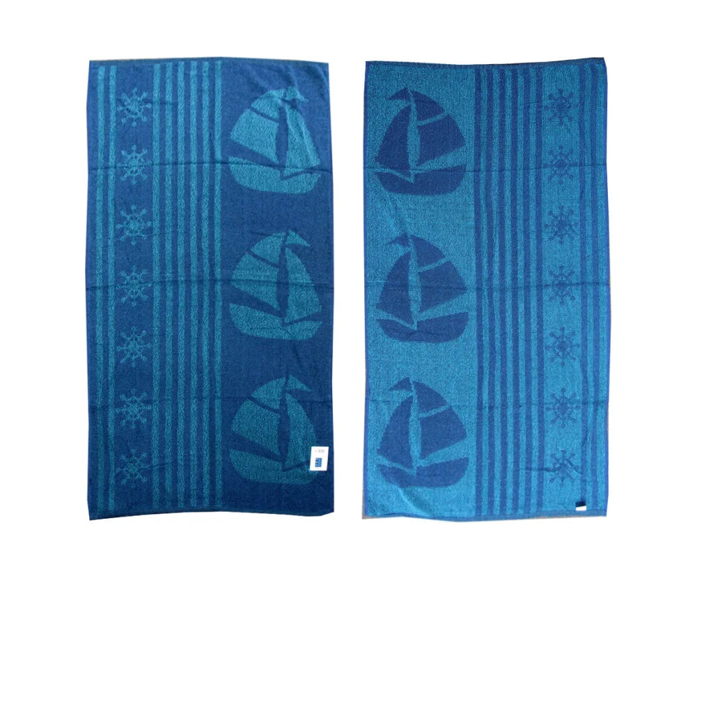 Beach Towels Set of 4 Imperfect Jacquard Terry Sail Boat