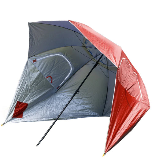 Red 4m beach umbrella havana with colour matched pieces and support fittings