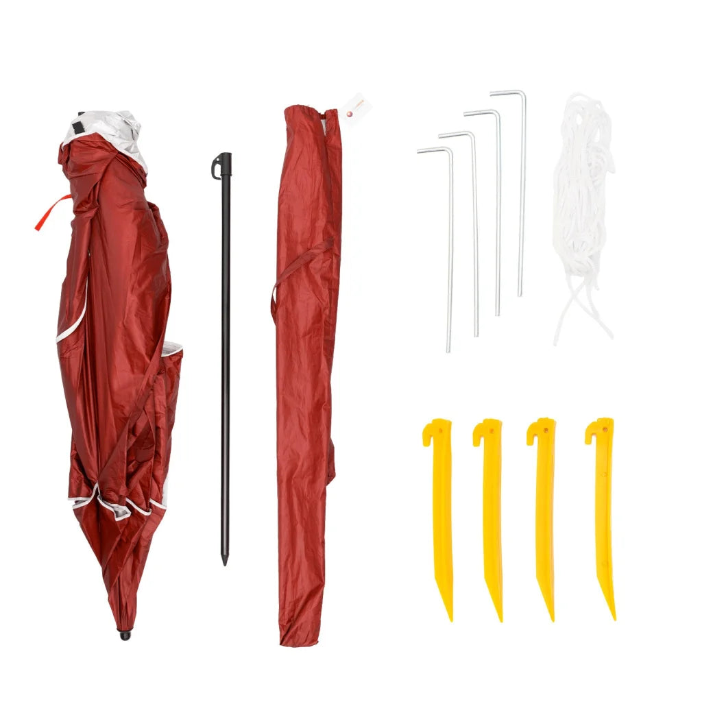 Beach umbrella havana with caster wheels and side handle rail