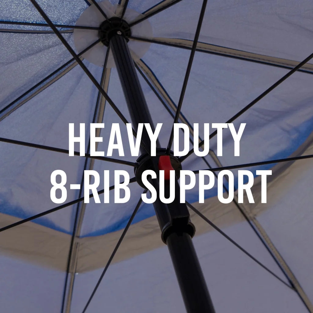 Beach umbrella havana with clear colour, fittings and storage pieces