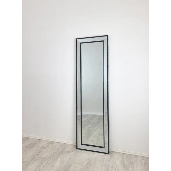 Beaded Framed Mirror Black - Free Standing 50cm x 170cm