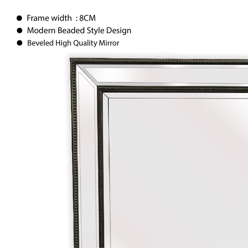 Beaded Framed Mirror Black - Free Standing 50cm x 170cm