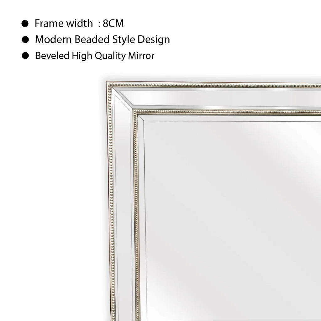 Beaded Framed Mirror Silver - Free Standing 50cm x 170cm