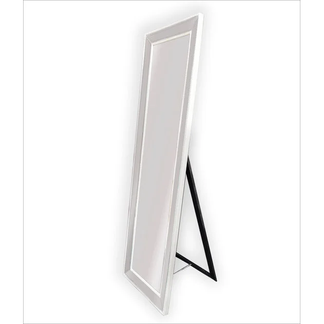 Beaded Framed Mirror - White Free Standing 50cm x 170cm